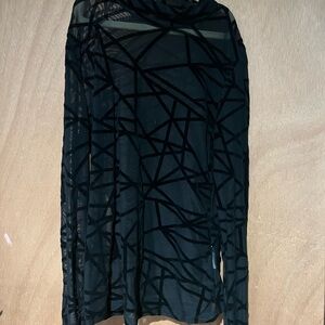 Black Sheer Geometric Long Sleeve Top